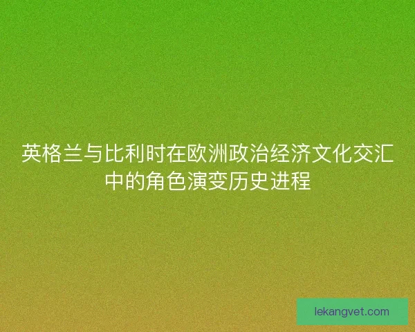 英格兰与比利时在欧洲政治经济文化交汇中的角色演变历史进程