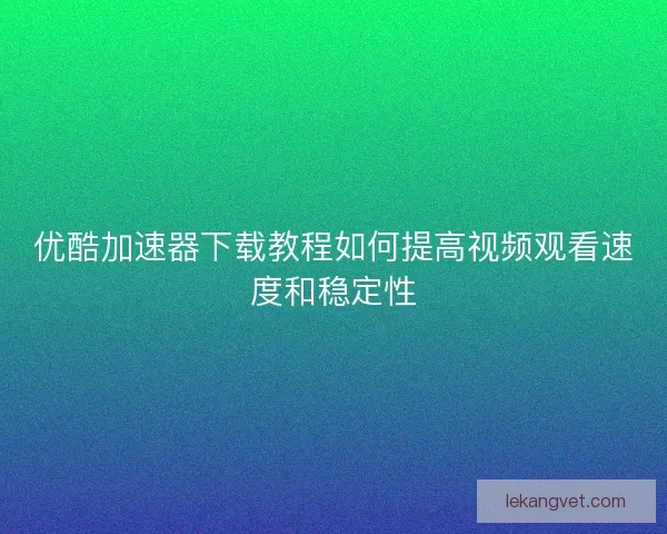 优酷加速器下载教程如何提高视频观看速度和稳定性