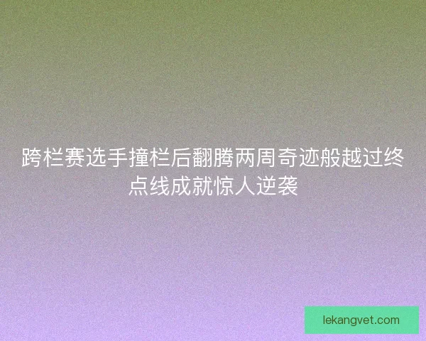 跨栏赛选手撞栏后翻腾两周奇迹般越过终点线成就惊人逆袭