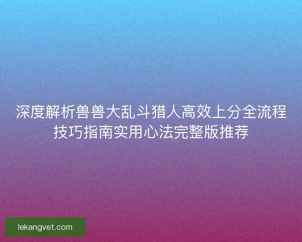 深度解析兽兽大乱斗猎人高效上分全流程技巧指南实用心法完整版推荐